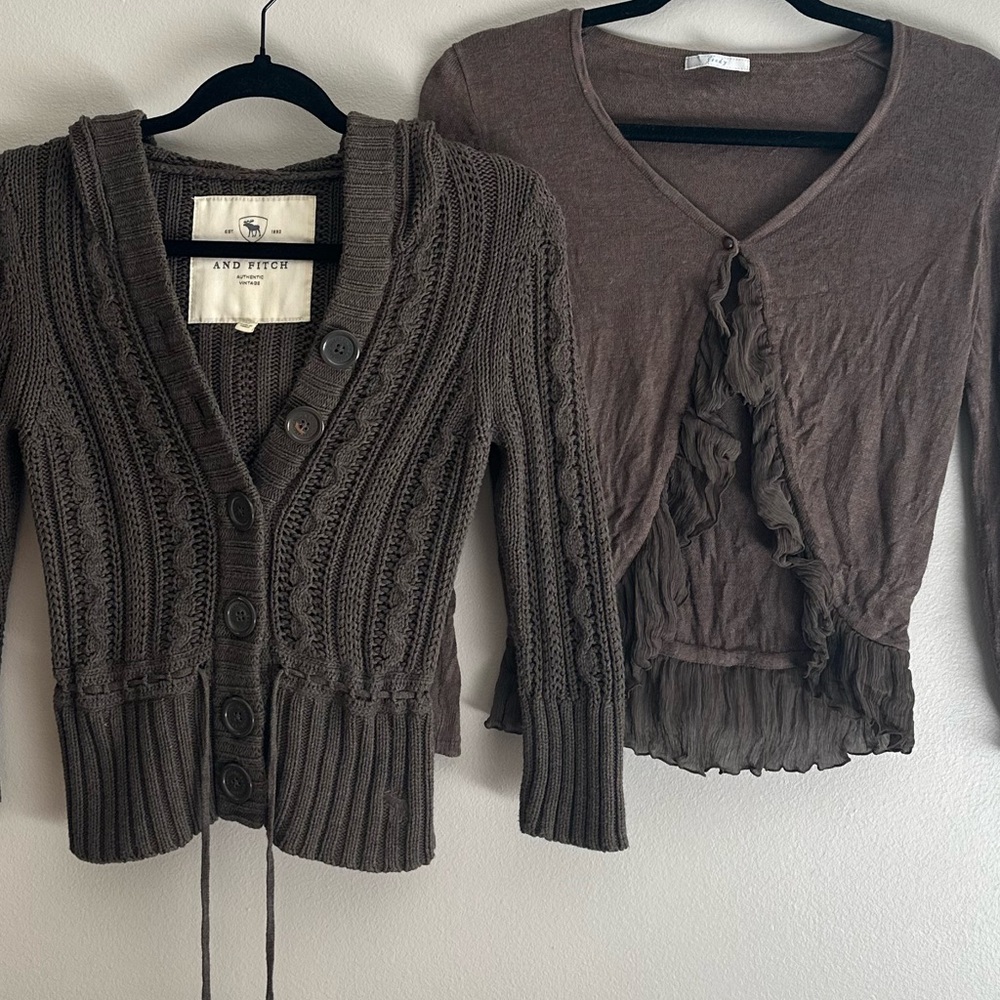 Abercrombie & Fitch Dark Brown Cable Knit Cardigan - Picture 7 of 9